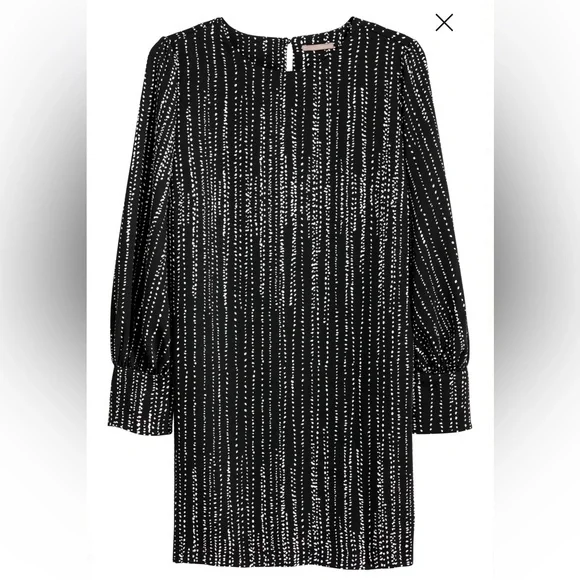 H&M Black and White Patterned Long Sleeve Dress size 4 - Picture 1 of 9